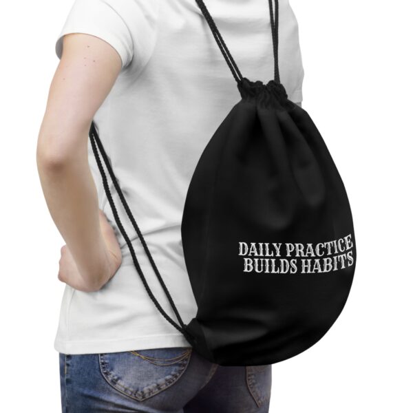 Two - Sided Drawstring Backpack w/ Daily Habits Builds Practice and Great Things Take Time - Image 4